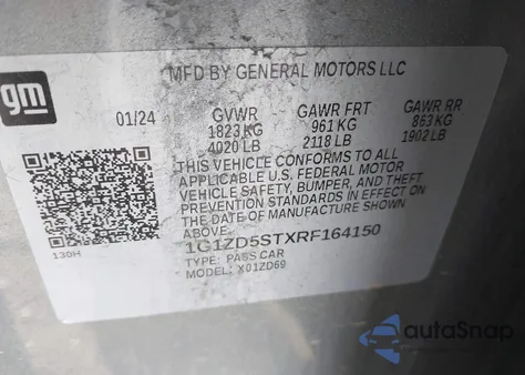 2024 Chevrolet Malibu Fwd 1Lt from USA, damaged, VIN 1G1ZD5STXRF164150